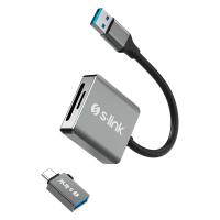 S-LINK SL-CR21 TypeC ve USB3.0 SD/Micro SD 110M/S Hızlı 2 in 1 Metal Kart Okuyucu